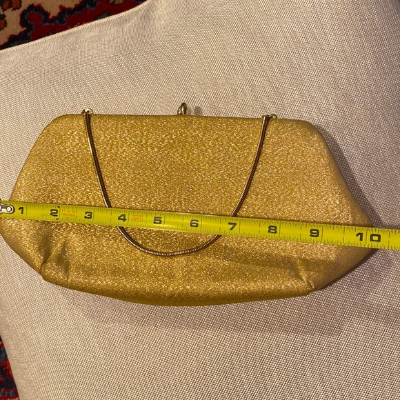 Vintage H L USA Gold Clutch Handbag Purse Wallet kiss closure & attached wallet - Picture 16 of 16